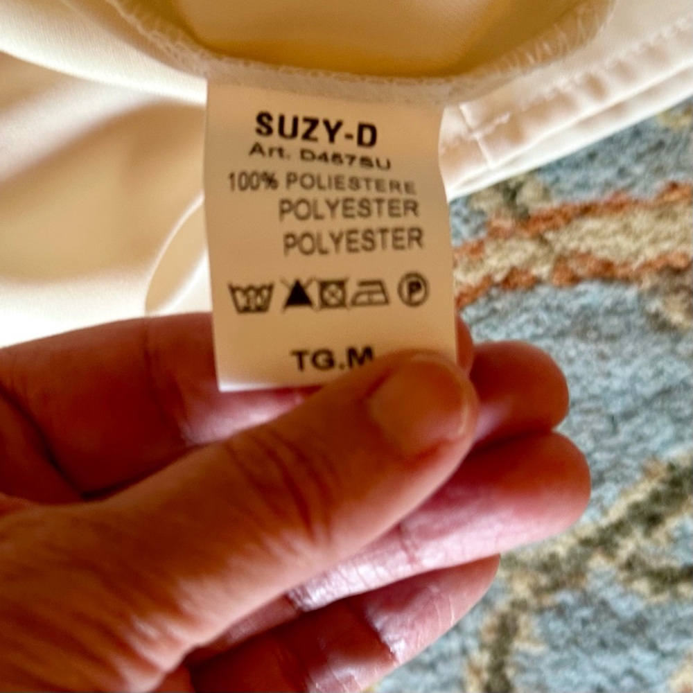 Suzy D Women’s Ivory Audrey Cowl Neck Collar Blouse Made in Italy M - Picture 6 of 8
